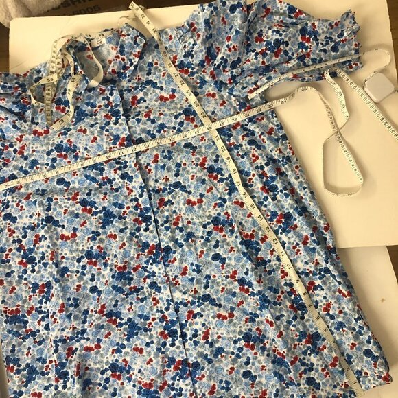 Aritzia Little Moon Sweetie Dress Oak/Porcelaine Blue A-line Puff Slv Mini  Sz 4 - Picture 16 of 16